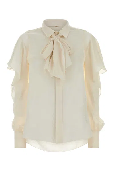 Sacai Cream Satin Shirt In Neutral