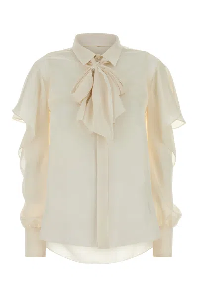 Sacai Cream Satin Shirt In Yellow