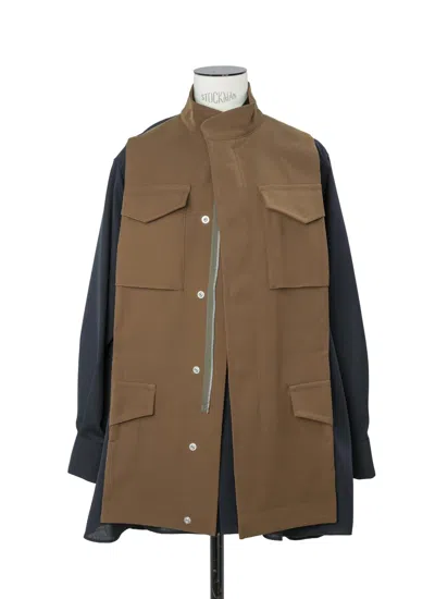Sacai Crepe Suiting Shirt In Brown