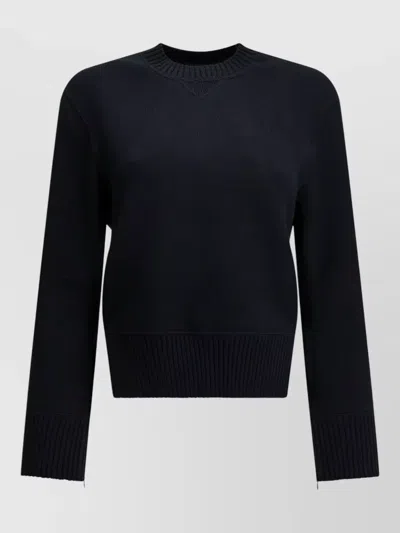 Sacai Crew-neck Sweater Made Of A Cotton-cashmere Blend In Black