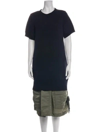 Pre-owned Sacai Crew Neck Knee-length Dress In Blue