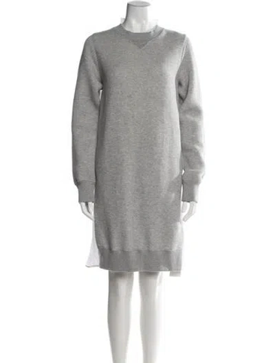 Pre-owned Sacai Crew Neck Knee-length Dress In Gray