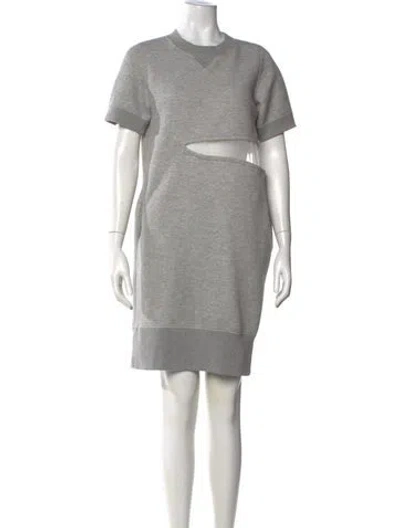 Pre-owned Sacai Crew Neck Knee-length Dress In Gray