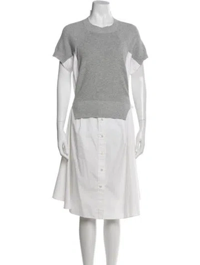 Pre-owned Sacai Crew Neck Knee-length Dress In Neutral