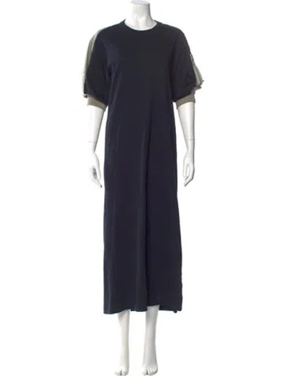 Pre-owned Sacai Crew Neck Long Dress In Blue