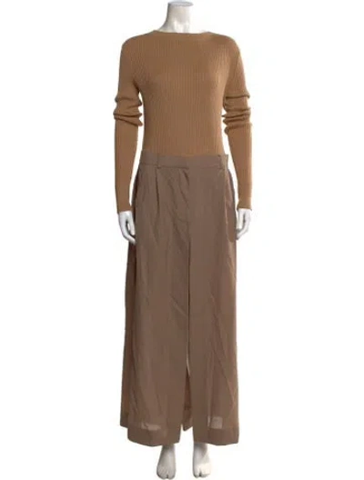 Pre-owned Sacai Crew Neck Long Dress In Brown