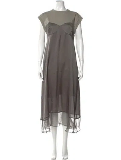 Pre-owned Sacai Crew Neck Long Dress In Gray