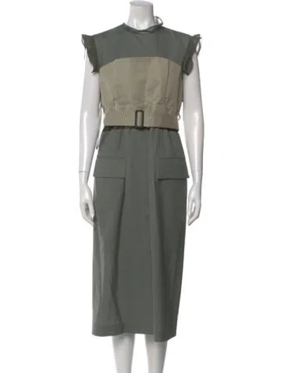 Pre-owned Sacai Crew Neck Long Dress In Green