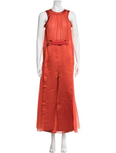Pre-owned Sacai Crew Neck Long Dress In Orange