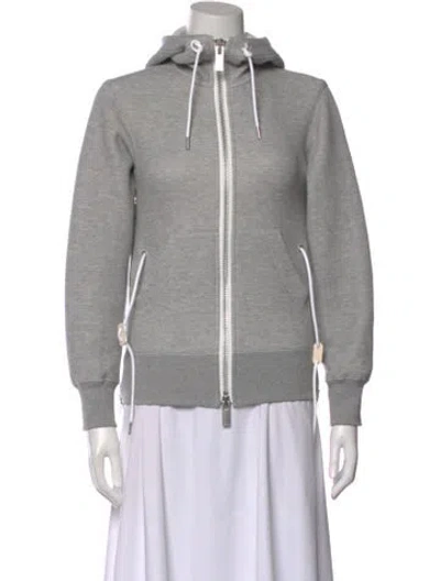 Pre-owned Sacai Crew Neck Long Sleeve Hoodie In Gray