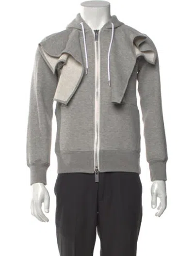 Pre-owned Sacai Crew Neck Long Sleeve Hoodie In Grey
