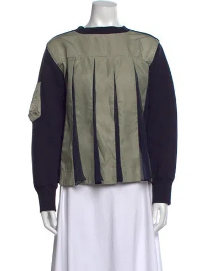 Pre-owned Sacai Crew Neck Long Sleeve Sweatshirt In Green