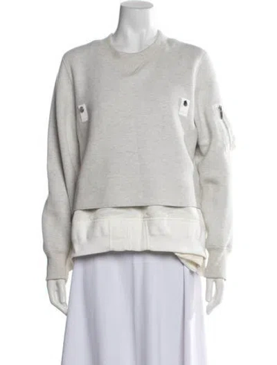 Pre-owned Sacai Crew Neck Long Sleeve Sweatshirt In White