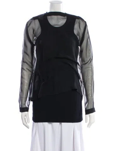 Pre-owned Sacai Crew Neck Long Sleeve Top In Blue