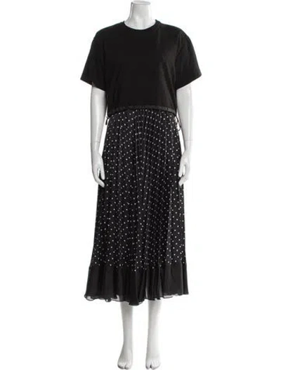 Pre-owned Sacai Crew Neck Midi Length Dress In Black