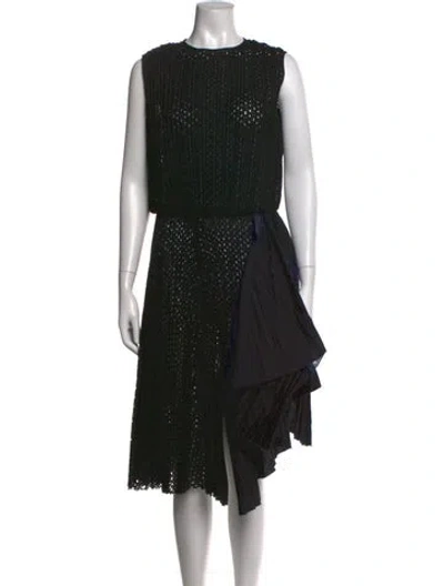 Pre-owned Sacai Crew Neck Midi Length Dress In Black