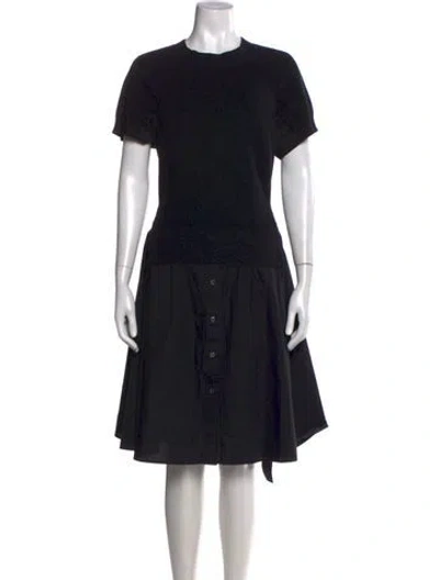 Pre-owned Sacai Crew Neck Midi Length Dress In Black