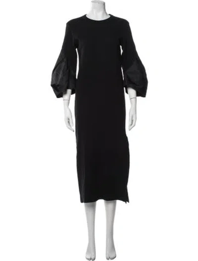 Pre-owned Sacai Crew Neck Midi Length Dress In Black