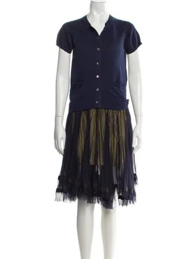 Pre-owned Sacai Crew Neck Midi Length Dress In Blue