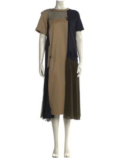 Pre-owned Sacai Crew Neck Midi Length Dress In Neutral