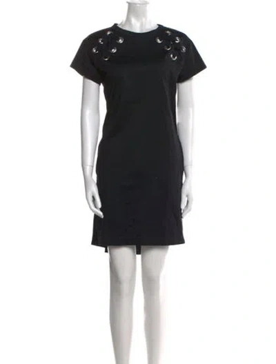 Pre-owned Sacai Crew Neck Mini Dress In Black