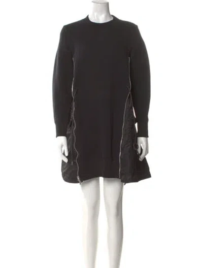Pre-owned Sacai Crew Neck Mini Dress In Black