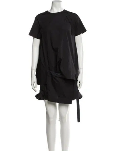 Pre-owned Sacai Crew Neck Mini Dress In Black