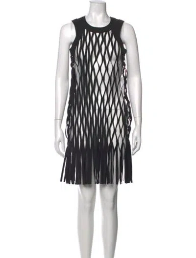 Pre-owned Sacai Crew Neck Mini Dress In Black