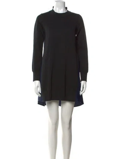Pre-owned Sacai Crew Neck Mini Dress In Black