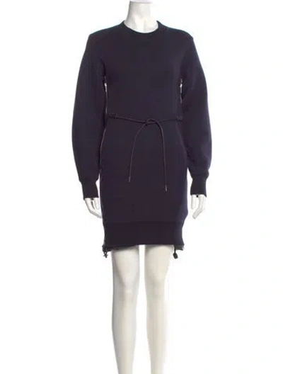 Pre-owned Sacai Crew Neck Mini Dress In Blue