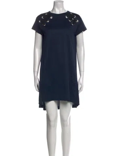 Pre-owned Sacai Crew Neck Mini Dress In Blue