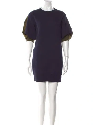 Pre-owned Sacai Crew Neck Mini Dress In Blue