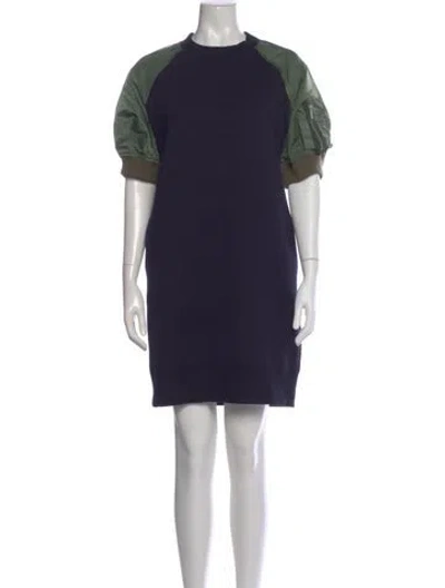 Pre-owned Sacai Crew Neck Mini Dress In Blue