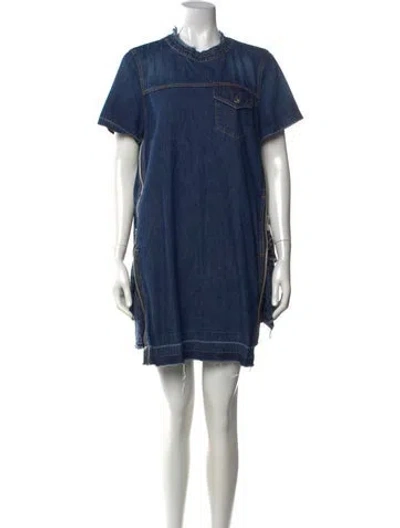 Pre-owned Sacai Crew Neck Mini Dress In Blue