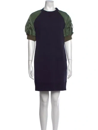 Pre-owned Sacai Crew Neck Mini Dress In Blue