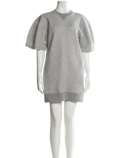 Pre-owned Sacai Crew Neck Mini Dress In Gray