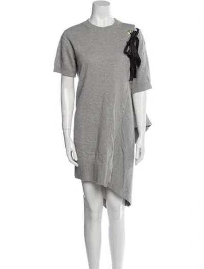 Pre-owned Sacai Crew Neck Mini Dress In Gray
