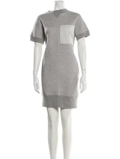 Pre-owned Sacai Crew Neck Mini Dress In Gray