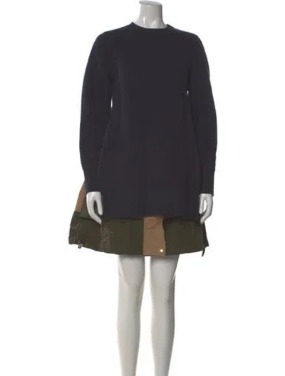 Pre-owned Sacai Crew Neck Mini Dress In Gray