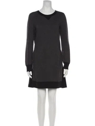 Pre-owned Sacai Crew Neck Mini Dress In Gray