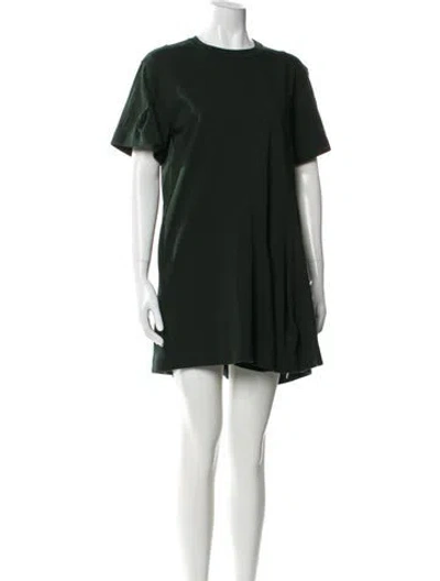 Pre-owned Sacai Crew Neck Mini Dress In Green