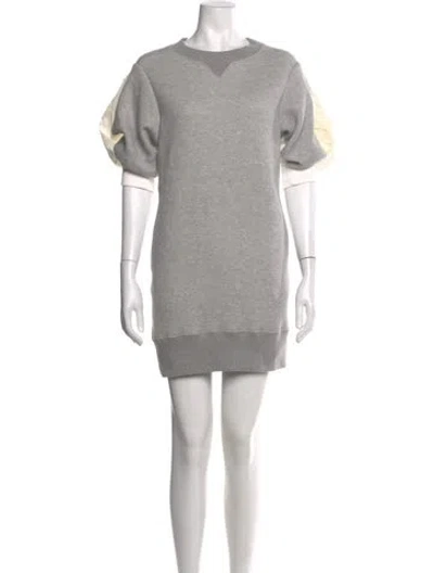 Pre-owned Sacai Crew Neck Mini Dress In Grey