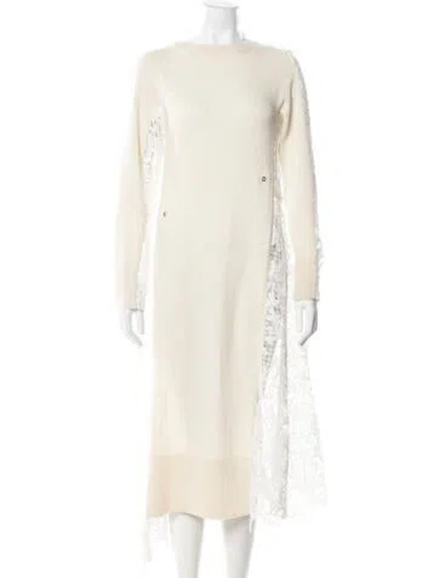 Pre-owned Sacai Crew Neck Mini Dress In Neutral