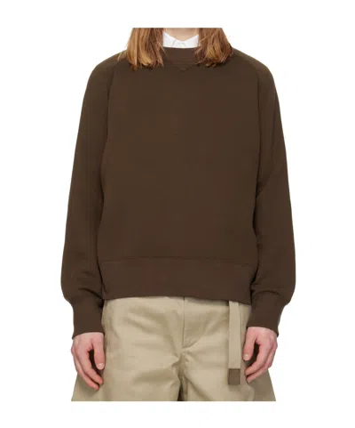 Sacai Brown Sponge Pullover Sweatshirt In Burgundy