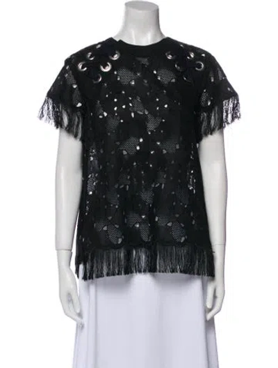 Pre-owned Sacai Crew Neck Short Sleeve Blouse In Black