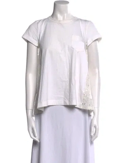 Pre-owned Sacai Crew Neck Short Sleeve Blouse In White