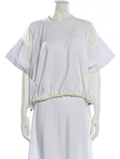 Pre-owned Sacai Crew Neck Short Sleeve Blouse In White