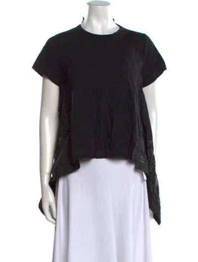 Pre-owned Sacai Crew Neck Short Sleeve Crop Top In Black