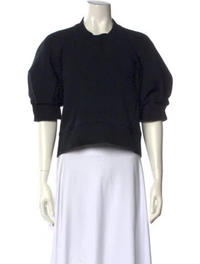 Pre-owned Sacai Crew Neck Short Sleeve Crop Top In Black