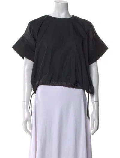 Pre-owned Sacai Crew Neck Short Sleeve Crop Top In Black